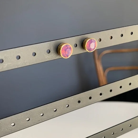 Coach Earrings Gold Tone and Purple Crystal/Glass Studs - Picture 11 of 17